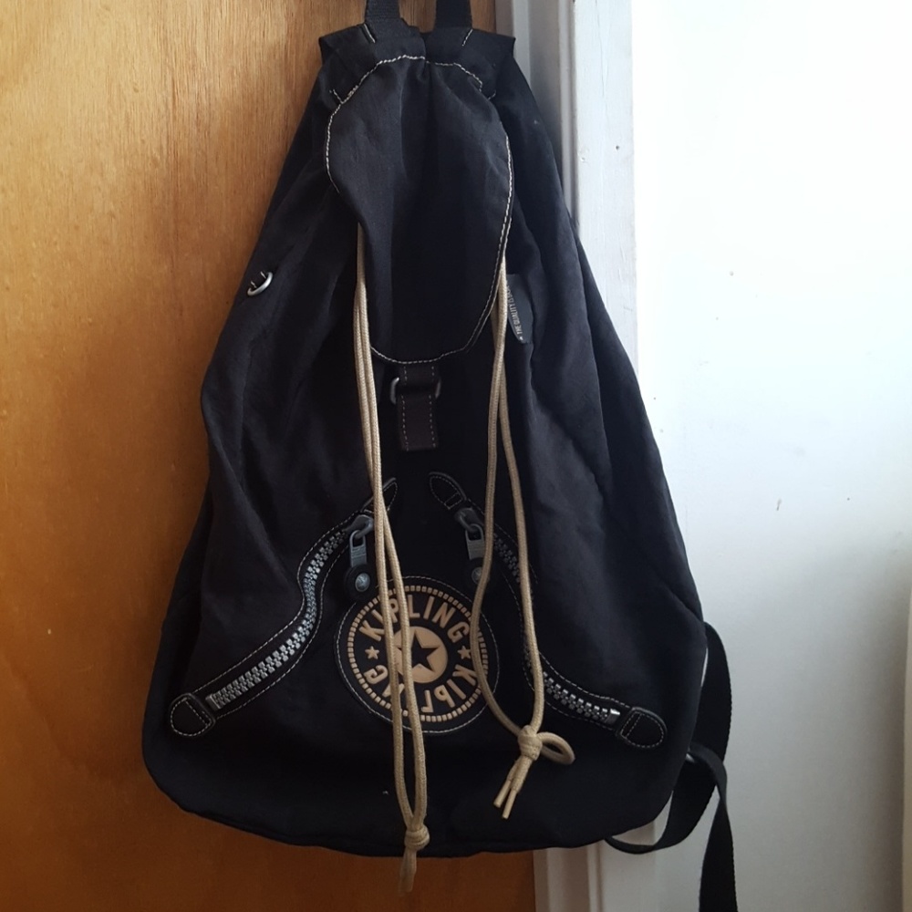Kipling black drawstring top backpack